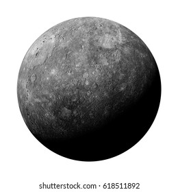 Planet Mercury Isolated On White Background (3d Illustration,  Elements Of This Image Are Furnished By NASA) 