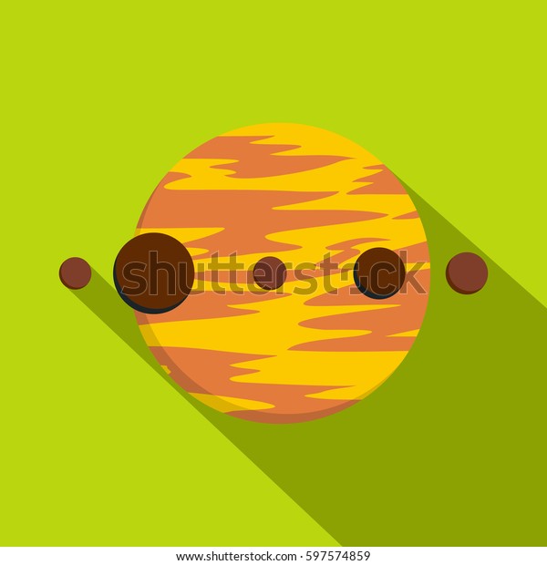 Planet and moons icon. Flat illustration of planet\
and moons  icon for\
web