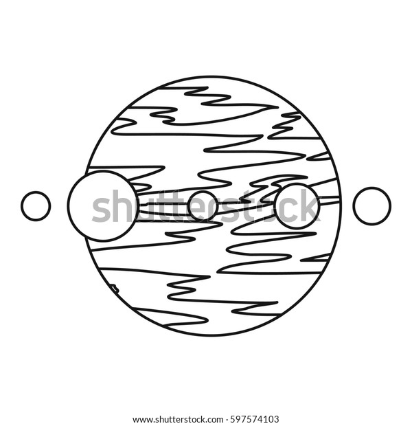 Planet and moons icon. Outline illustration of planet\
and moons  icon for\
web