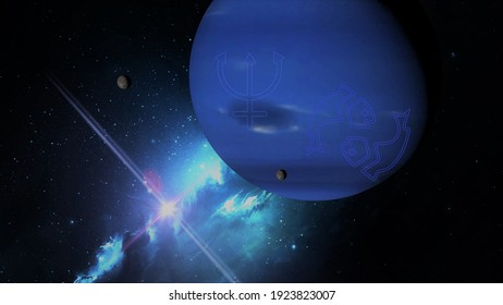 Planet Neptune The Ruling Planet Of Pisces 3d Rendering Illustration