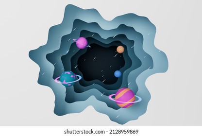 Planet In The Outer Space, 3d Rendering. Computer Digital Drawing.