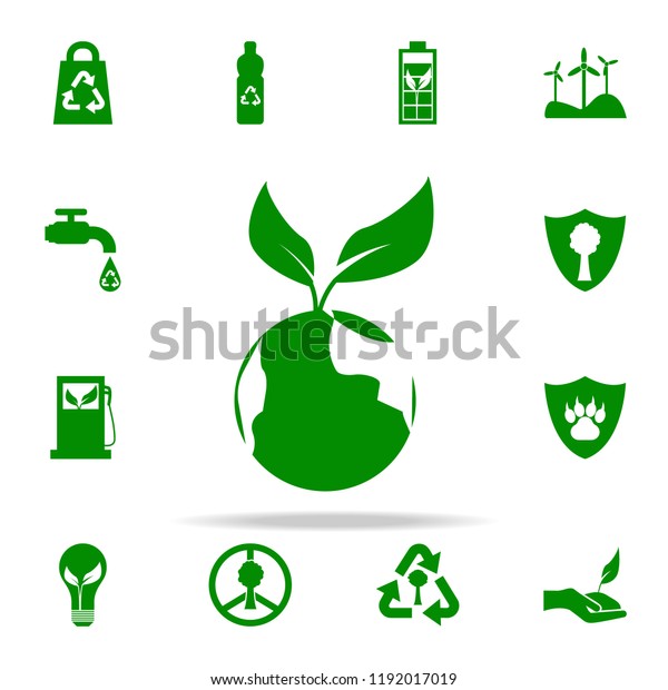 planet and plant green icon. greenpeace icons\
universal set for web and\
mobile