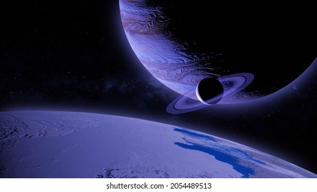 Planet Saturn Ends Retrograde 3d Rendering Illustration