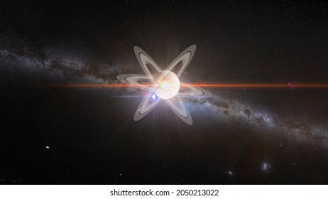 Planet Saturn Ends Retrograde Motion 3d Rendering Illustration