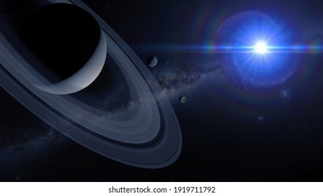 Planet Saturn  Enters Retrograde 3d Rendering Illustration