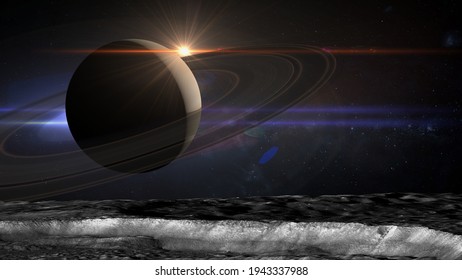 Planet Saturn Enters Retrograde 3d Rendering Illustration