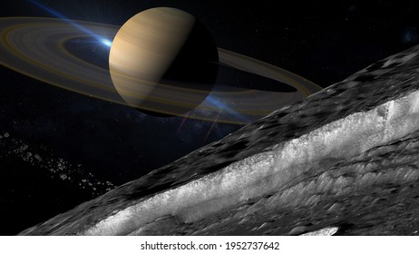 Planet Saturn Enters Retrograde 3d Rendering Illustration