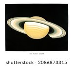 The planet Saturn from the Trouvelot illustration wall art print and poster.