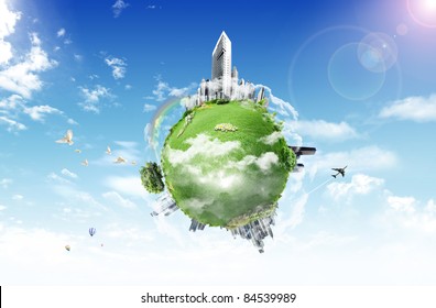 Planet in the sky. business concept