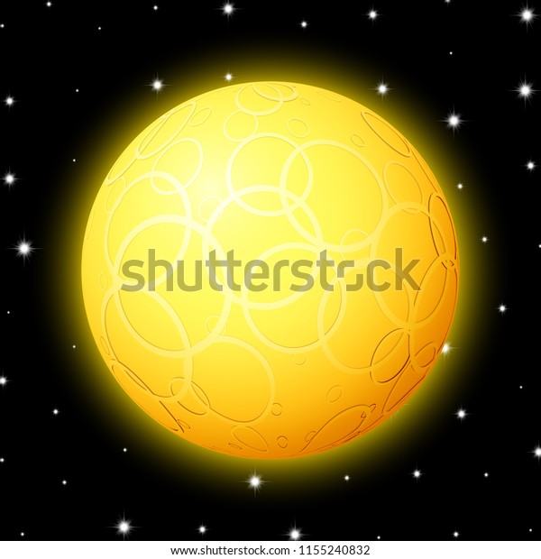 Planet in space\
with stars, shiny cartoon\
style