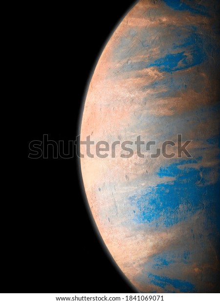 Planet in\
space, super-earth planet, surface of an alien planet, realistic\
exoplanet, view from space 3D\
illustration