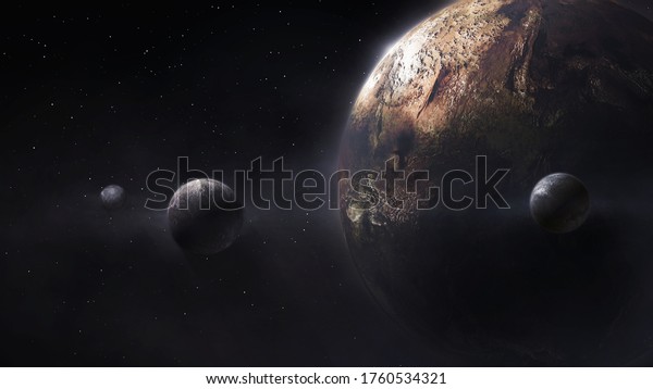 Planet system, 3d. 3d\
rendering. 3d\
image.