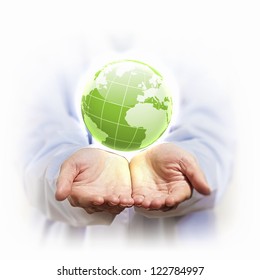 Planet System in Your Hand. Conceptual Image.