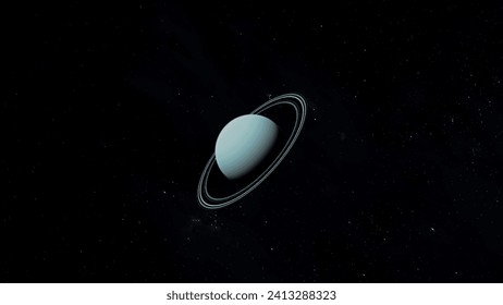 Planet Uranus Floating in space beautiful space scene 3D Rendering
