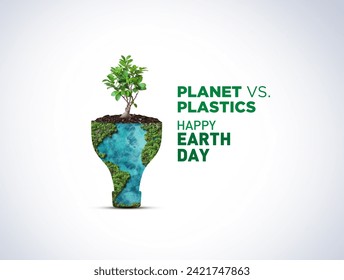 Planet vs. Plastics , Earth day 2024 concept 3d tree background. A bottle of water with a green forest inside, the idea is to recycle old plastic bottles, think green. - Powered by Shutterstock