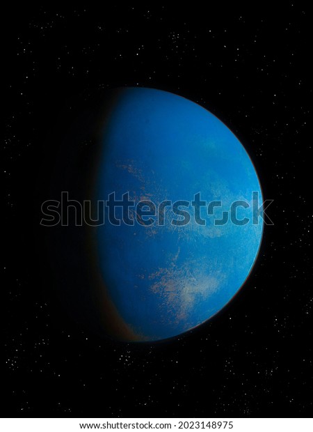 planet with water, far planet with ocean,\
planet where life is possible 3d\
rendering