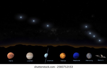 Planetary alignment  3d rendering illustration