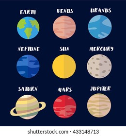 Vector Illustration Isolated Solar System Planets Stock Vector (Royalty ...