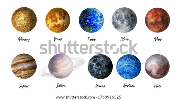 Planets Hand Drawn Watercolor Illustration Mercury Stock Illustration 1768916525