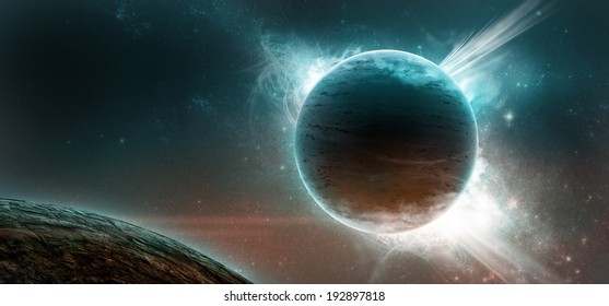 Planets on a starry background