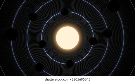 Planets Orbiting Around The Solar System 3d illustration