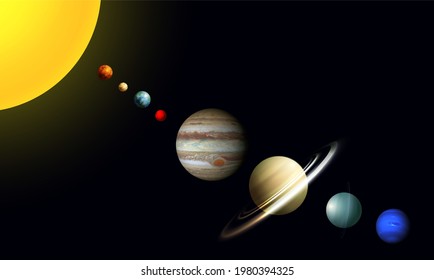 Planets in the solar system in dark space​ - 3D illustration