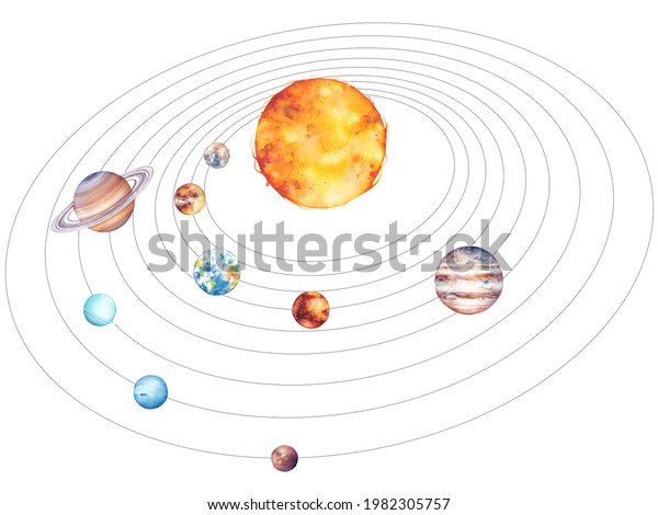 Planets Solar System On White Background Stock Illustration 1982305757 ...