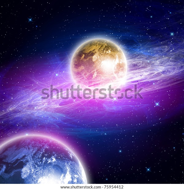 planets in the space
and stars with
galaxes