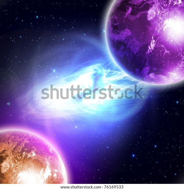 planets in the space\
and stars with\
galaxes