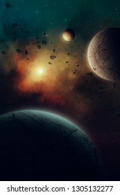 Planets Space Surreal Solar System Illustration Stock Illustration ...