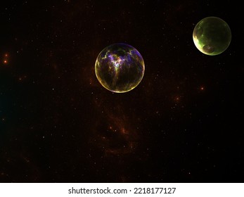 Planets View, Starburst And Galaxy, Digital Cosmos Art Computer Generated 3D Rendered Graphics, Dark Matter, Deep Space, Banner Or Background