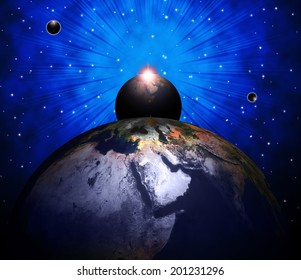 Planets World Indicating Solar System And Globalise