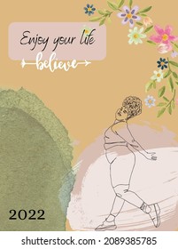 Planner Cover With Girl And Flower