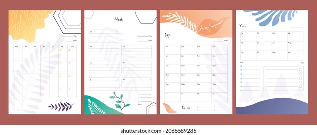 Planners Set. To Do Lists, Weekly And Daily Schedule Template, Year Plan Form Illustration