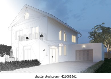 Planning of house exterior from CAD blueprint to 3D Rendering