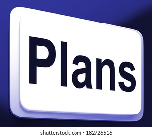 Plans Button Showing Objectives Planning And Organizing