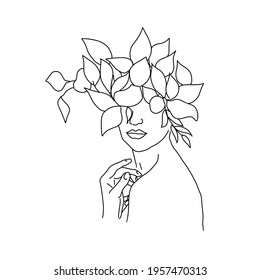 Plant Head Woman Line Draw Stock Illustration 1957470313 | Shutterstock