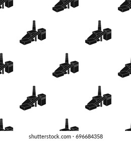 The plant with the pipe.Factory on processing of minerals from the mine.Mine Industry single icon in black style bitmap, raster symbol stock illustration.