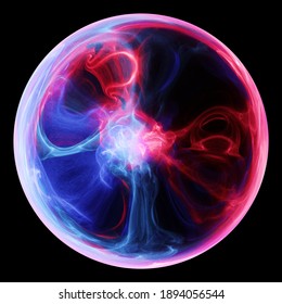 Plasma Orb. Abstract Visual Effect Of Red And Blue Smoke Within Sphere. Optical Orb. 3D Render	