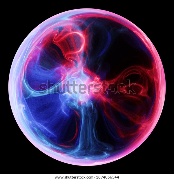 Plasma orb. Abstract visual\
effect of red and blue smoke within sphere. Optical orb. 3D\
render	