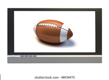  Plasma Television Screen With A American Football  In Tv