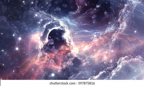 Plasmatic Nebula, Deep Outer Space Background With Stars