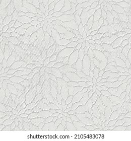Plaster wall seamless texture with flowers pattern, relief texture, wall stencil, 3d illustration
