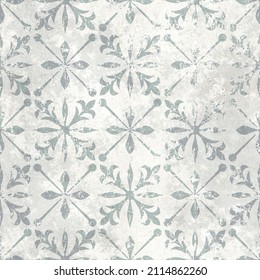 Plaster Wall Seamless Texture With Geometric Flowers Pattern, Wall Stencil, 3d Illustration