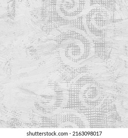 Plaster Wall Seamless Texture With Swirls Pattern, Wall Stencil, Grunge Texture, 3d Illustration