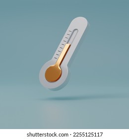 Plastic backed thermometer with half yellow mercury, 3D Rendered.