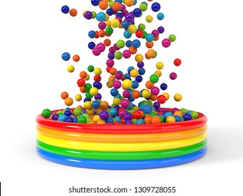plastic balls filling a child pool. suitable for kids, games and toy themes. 3d illustration