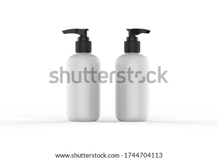 Plastic Bottle with Pump Mockup template isolated on white background, 3d illustration.