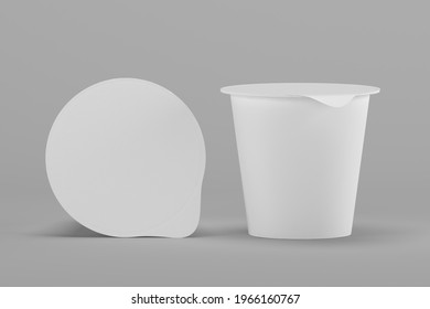Plastic cup for yoghurt and sour cream. For use in mockups. 3D illustration