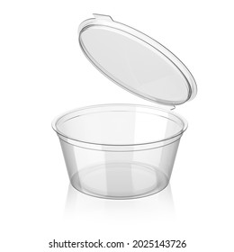 Plastic Disposable Sauce Cup Container Isolated On White Background, 3d Rendering Illustration.